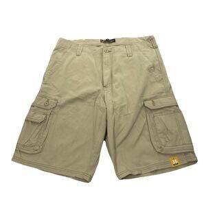 Lee Men Cargo Shorts Size 36 Khaki Cotton Zip Fly Pockets 12" Inseam 43-21